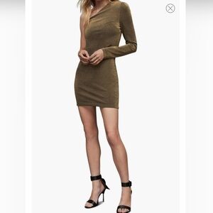 All Saints One-Shoulder Metallic Dress